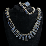 Vintage Mexico 950 Silver Sodalite Necklace, Ring, and Bracelet Set - Ring Size 10