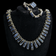 Vintage Mexico 950 Silver Sodalite Necklace, Ring, and Bracelet Set - Ring Size 10