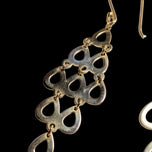 9K Yellow Gold Open Work Chandelier / Waterfall / Lattice Earrings