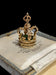 9K Yellow Gold British Royal Crown 3-D Pendant / Charm with Green Chalcedony