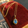 14K Gold Blue Topaz and Diamond Necklace