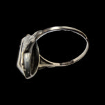 10K White Gold, Diamond & Onyx Art Deco Ring Size 6 3/4