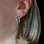 10K White Gold Twist Hoop Earrings Italy
