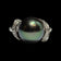 14K White Gold Diamond & Tahitian Black Pearl Ring Size 5 3/4