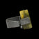 Anne-Marie Chagnon Pewter Adjustable Modernist Ring Green / Yellow Glass Stones