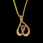 14K Yellow Gold Sapphire Necklace 18"
