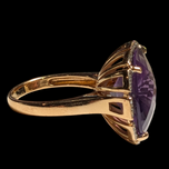 18K Yellow Gold Amethyst and Diamond Statement / Cocktail Ring Size 6 3/4