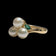 14K Yellow Gold Cultured Pearl & Emerald Cluster Ring Size 7.5