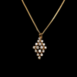 10K Yellow Gold Articulated Cluster Pendant Natural Diamond Necklace