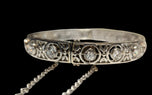 18K White Gold & Diamond Filigree Art Deco Bangle Bracelet