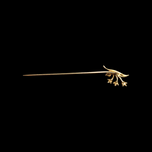 14K Yellow Gold Lily of the Valley Leaf & Flowers Seed Pearl Stick Pin