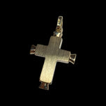 14K Yellow Gold Cross Pendant Matte & Polished Finish - Chunky!