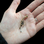 Antique 15K & Platinum Hunting Theme Articulated Fox Horn Brooch England