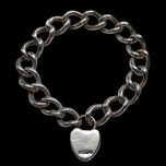 Sterling Silver Heart Padlock Bracelet
