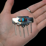 Sterling Silver H. Lewis Geometric Inlay Brooch Navajo