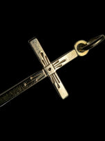 10K Yellow Gold Cross with Decorative Etching