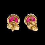 14K Yellow Gold Pink Star Sapphire Stud Earrings