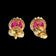 14K Yellow Gold Pink Star Sapphire Stud Earrings