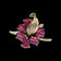 10K Yellow Gold Natural Ruby & Diamond Flower Custer Ring Size 9 1/4