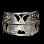 Sterling Silver Zuni Butterfly Bracelet Cuff with Turquoise, Abalone, Black Onyx, Coral, and Mother of Pearl Signed by Artist Herbert & Ester Cellicion