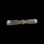 Edwardian / Deco Sterling Silver Filigree Bar Brooch with Marcasite & Amethyst