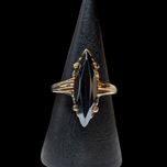 10K Yellow Gold Hematite / Black Alaskan Diamond Ring Size 5.5