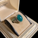 Antique 18K White Gold Art Deco and Chrysoprase Ring Size 8.5