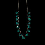 Sterling Silver & Green Czech Glass / Paste Stone Art Deco Rivière Necklace