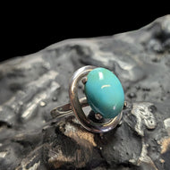 Sterling Silver Turquoise Cabochon Ring Size 6 1/4