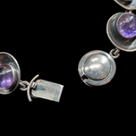 Sterling Silver N E From Denmark Amethyst Cabochon Bracelet