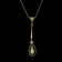Edwardian 9CT Gold Peridot and Seed Pearl Lavalier Necklace