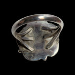 Sterling Silver Native American Feather / Leaf Flanked Turquoise Ring Size 7