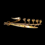 9K Gold and Seed Pearls Lily of the Valley Brooch