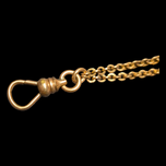 Antique Victorian Gold Filled Slider Watch Fob Chain with Turquoise & Seed Pearls 33"