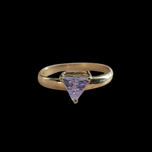 14K Gold Triangle Cut Purple CZ Ring Size 5.5