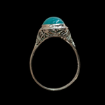 Antique 18K White Gold Art Deco and Chrysoprase Ring Size 8.5