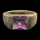 14K Yellow Gold Amethyst Solitaire Ring Size 7