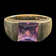 14K Yellow Gold Amethyst Solitaire Ring Size 7