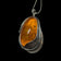 Large Sterling Silver Amber Pendant with Feather Casing
