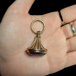 Victorian Gold Filled Open Work Purple Glass Fob