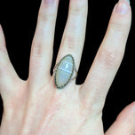 Sterling Silver White Banded Agate Cabochon Ring Size 6 1/2