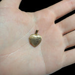 10K Yellow Gold Brushed / Etched Heart Locket / Pendant