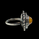 Sterling Silver MCM Amber Ring Kalupe Canadian Statement Jewelry Size 6.5