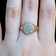 9K Gold and Diamond Cluster Signet Style Vintage Ring Wood Grain Design