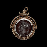 9K Rose Gold & Agate Roman Intaglio Watch Fob / Pendant Spinning Fob