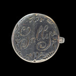 Antique 14K White Gold Ellis Bros Shank With Silver Coin Love Token "Sally" Signet Ring Size 5 3/4