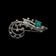 Deco or Mid Cenury 18K White Gold, Emerald & Diamond Spray Brooch