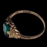 10K Yellow Gold Art Deco Style Green Glass Ring Size 6.5
