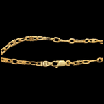 10K Yellow Gold Mariner / Anchor Chain Link Bracelet 3mm x 7 1/2"
