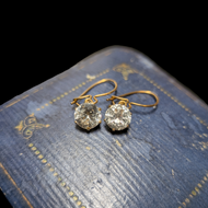 10K Yellow Gold & White Topaz Hinge Earrings